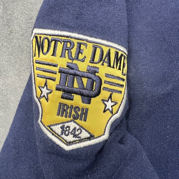 Note Dame 1/4 Zip Sweater Size 2XL Embroidered Logos Champion Brand Blue - Picture 4 of 11